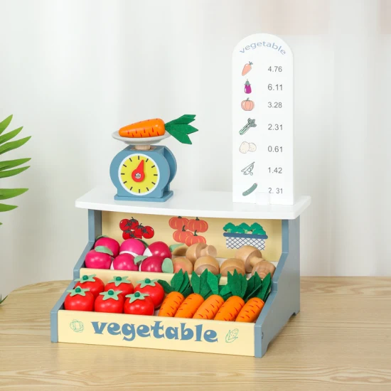 Alta simulación juego de simulación Mini tienda de venta de verduras juguetes de madera
